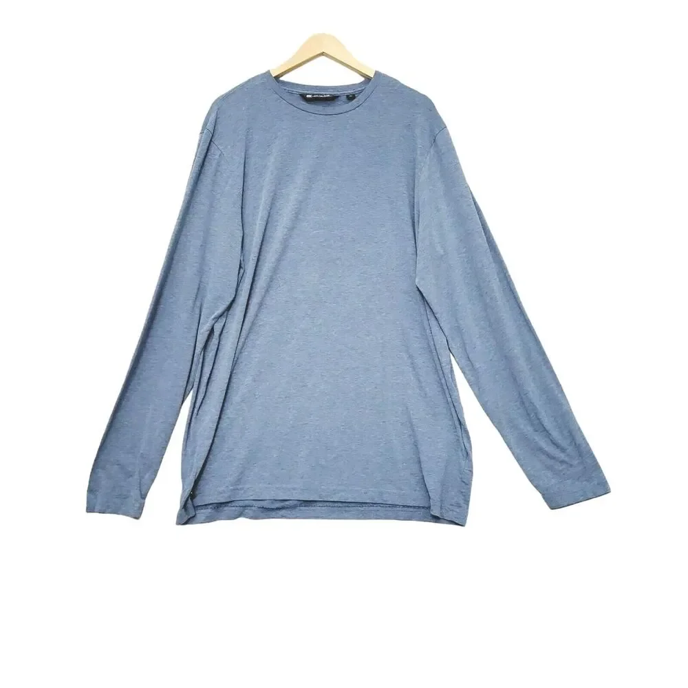 Travis Mathew The Crew Long Sleeve Shirt Stretch‎ Heather Blue Golf Mens XXL